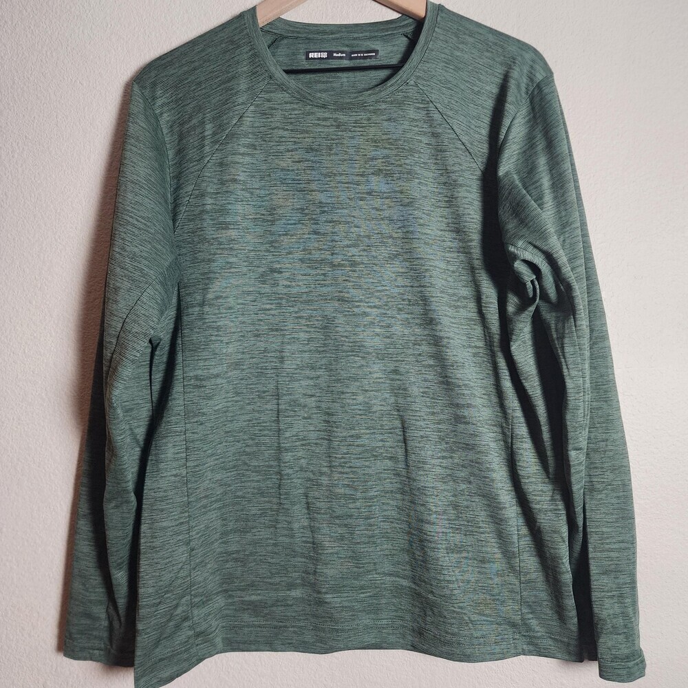 REI Co-op Shirt Mens Medium Green Long Sleeve Lightweight Performance Athletic
